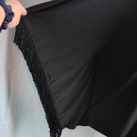Chico's Black Fringe Blouse/Poncho - Picture 4 of 6